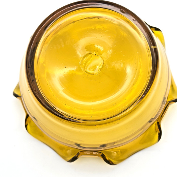 Blenko Glass Jonquil 6011 Folded Bowl Wayne Husted Design Etched Signature - Picture 5 of 8